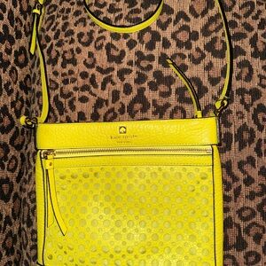kate spade Bright Lime Green Perforated Leather Crossbody